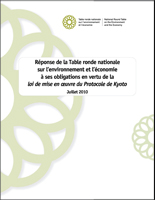 Couverture du rapport - 2010 Réponse de la TRNEE à ses obligations en vertu de la Loi de mise en œuvre du Protocole de Kyoto